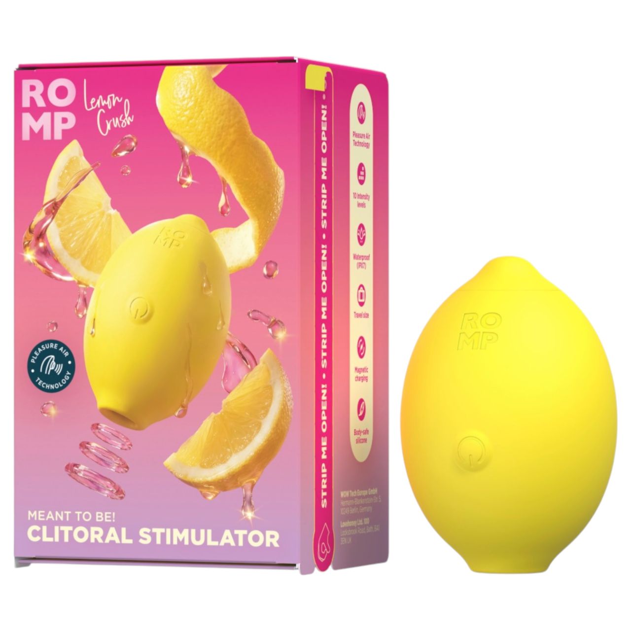 Romp Lemon Crush - citrom alakú léghullámos csiklóizgató (sárga)