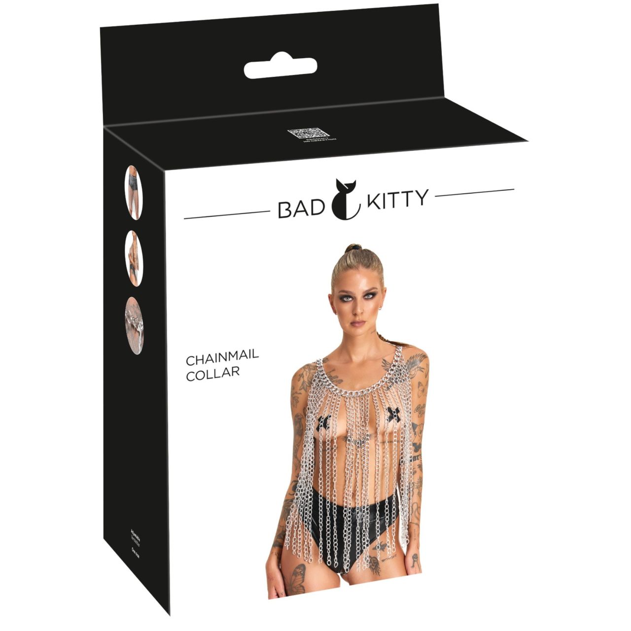 Bad Kitty - láncszem nyakörv és öv (ezüst)