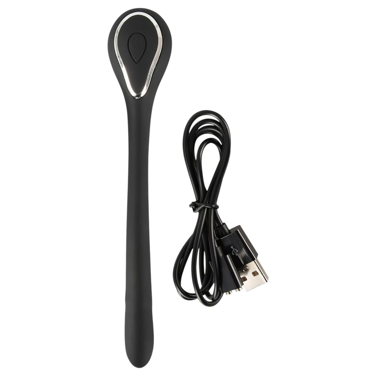 Penis Plug Dilator - akkus, vibrációs dilátor (1 cm, fekete)