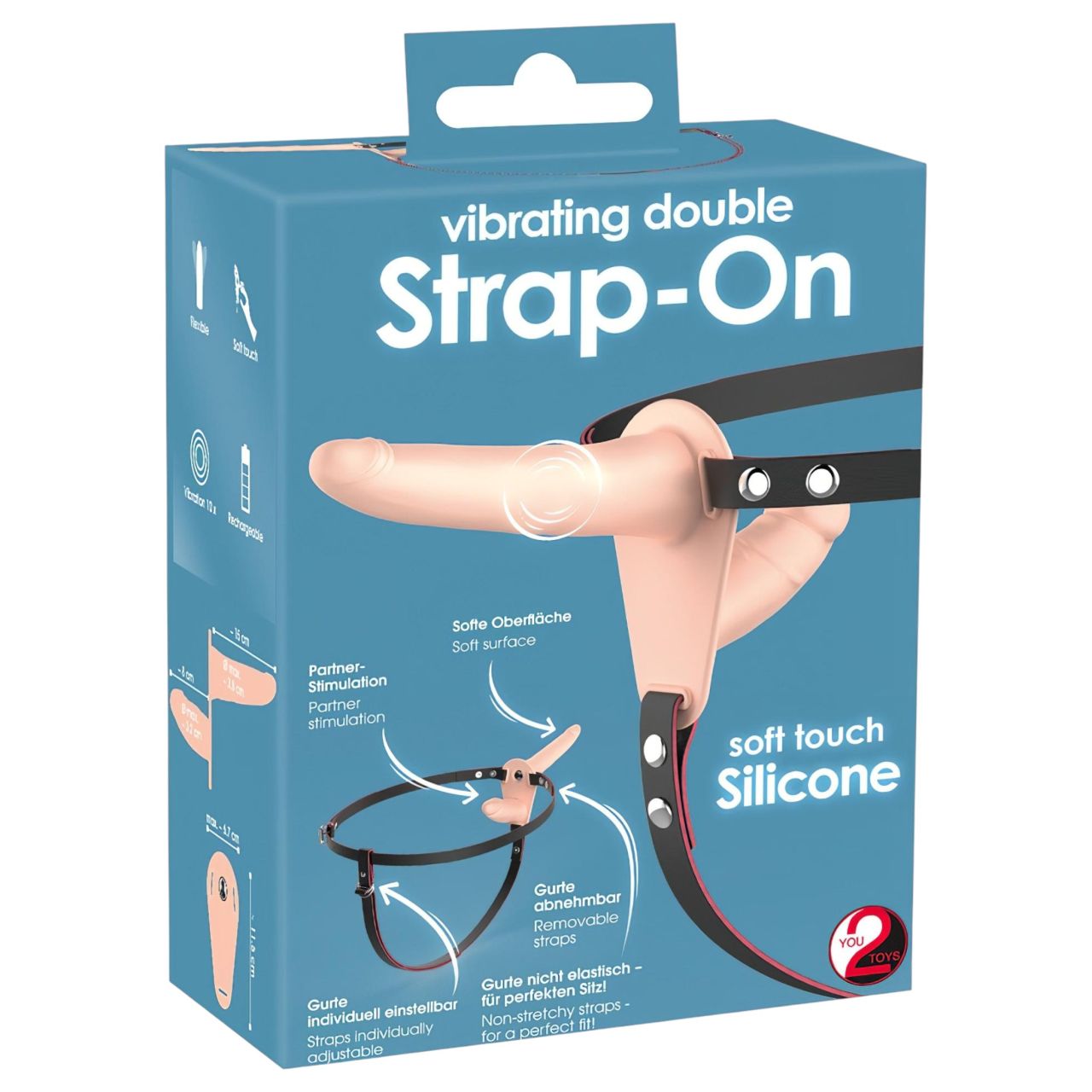 You2Toys - Strap-On - felcsatolható dupla vibrátor (testszínű)