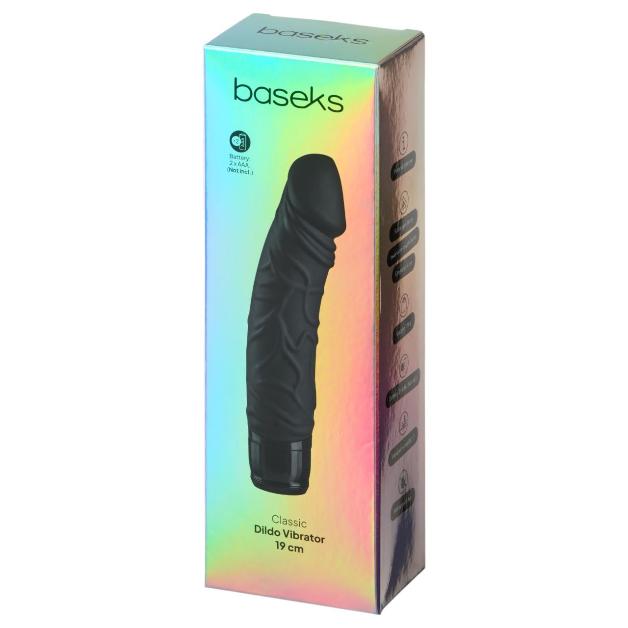 Baseks - élethű rúdvibrátor (fekete) - 19 cm
