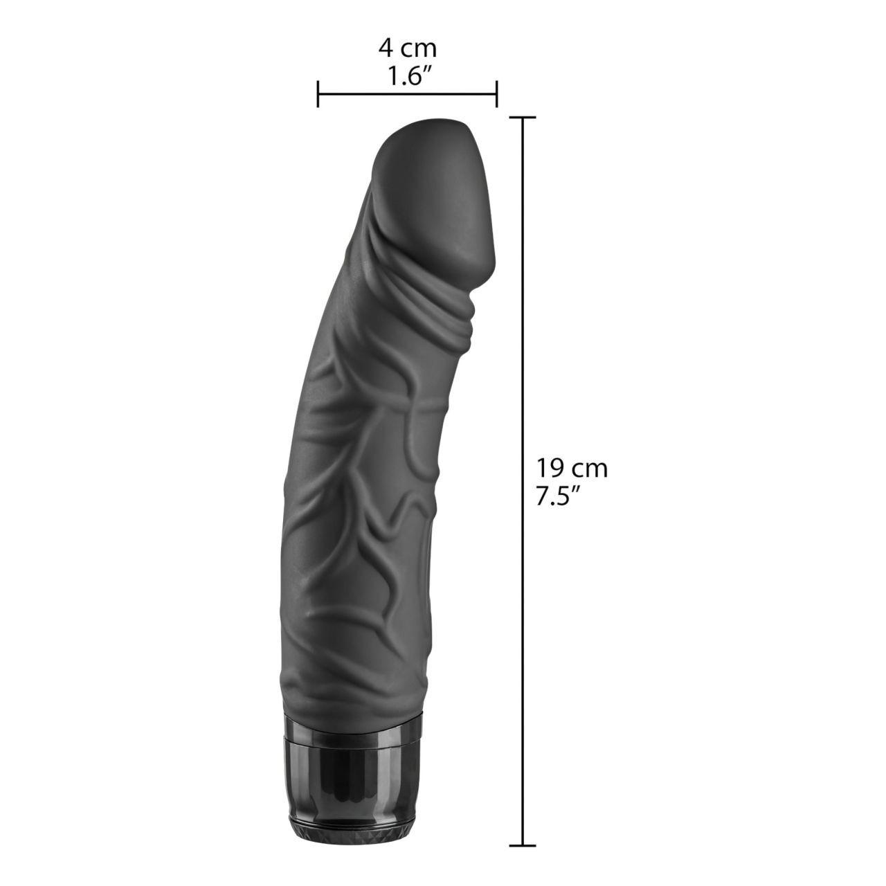 Baseks - élethű rúdvibrátor (fekete) - 19 cm