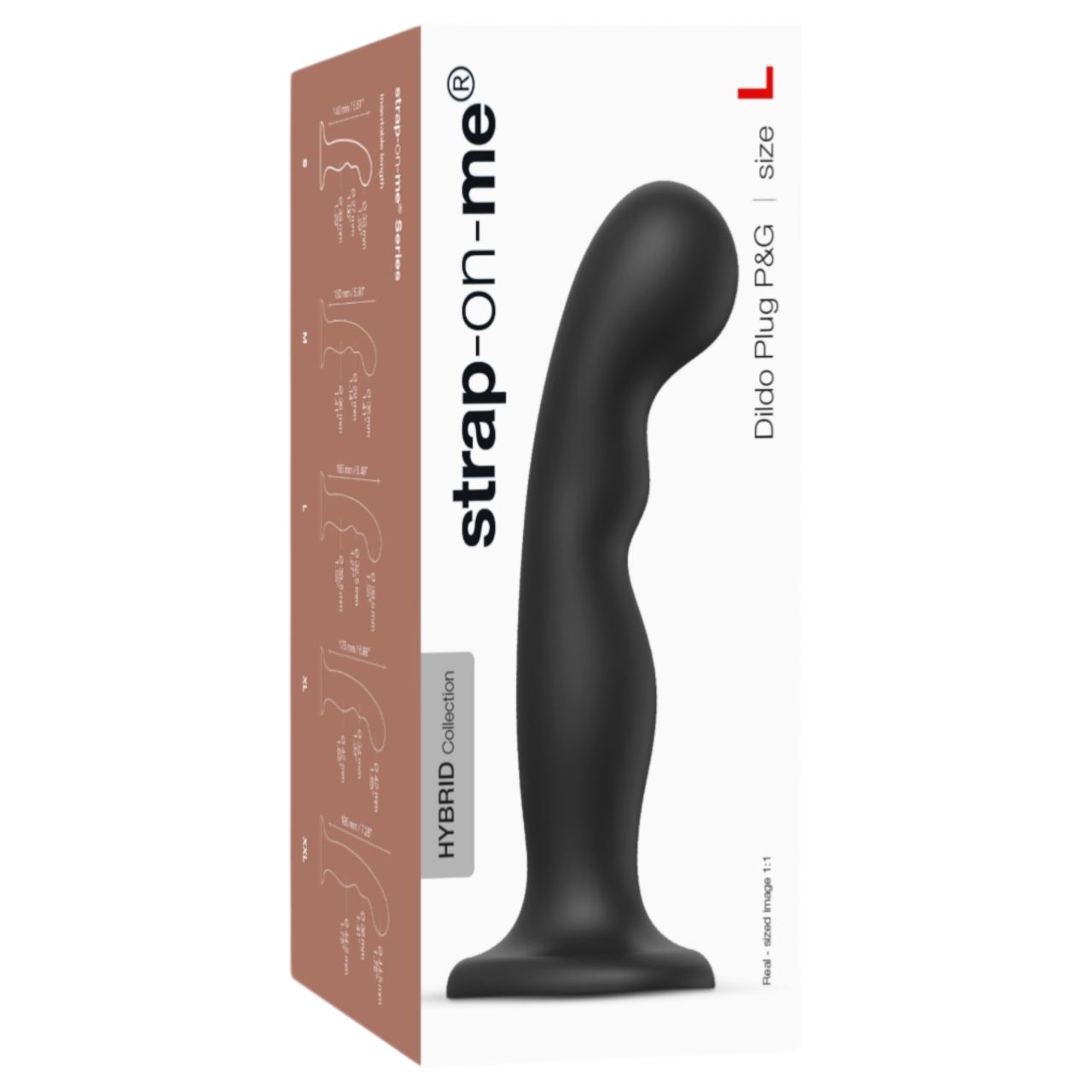 Strap-on-me P&G L - hajlított, tapadókorongos dildó (fekete)