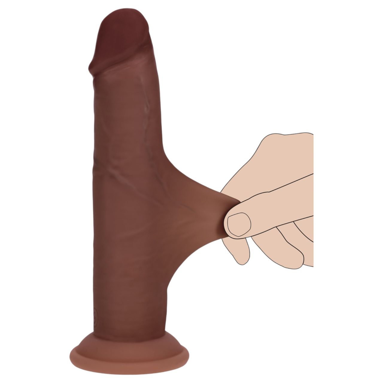 RealRock - dupla sűrűségű élethű dildó (barna) - 18,5 cm