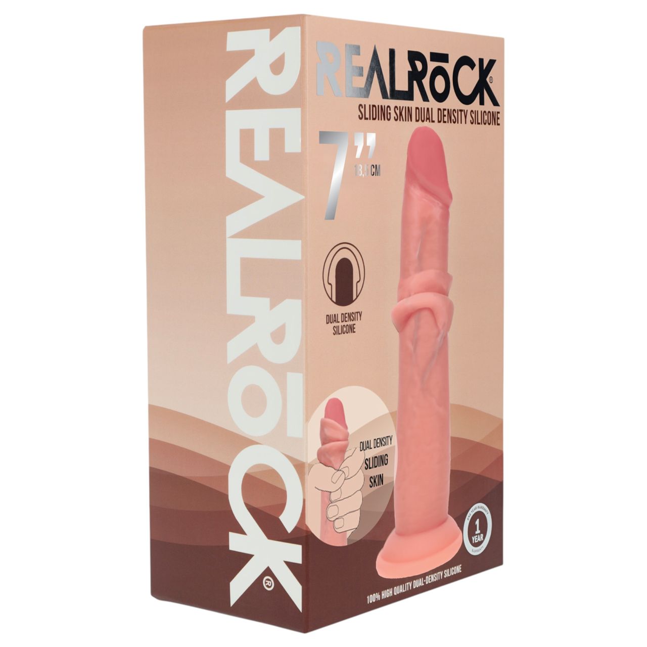 RealRock - dupla sűrűségű élethű dildó (testszínű) - 18,5 cm