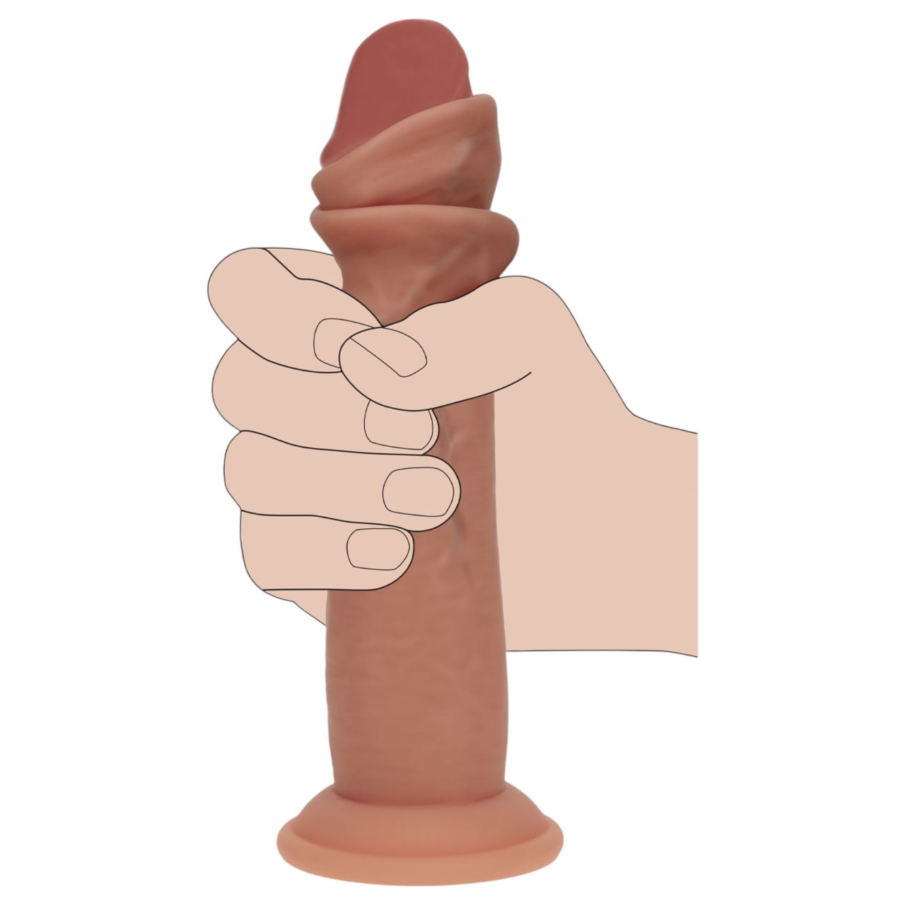 RealRock - dupla sűrűségű élethű dildó (napbarnított) - 18,5 cm