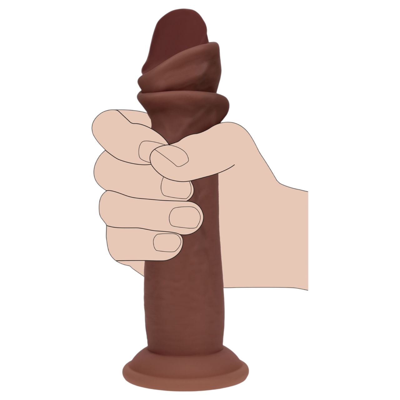 RealRock - dupla sűrűségű élethű dildó (barna) - 20,5 cm