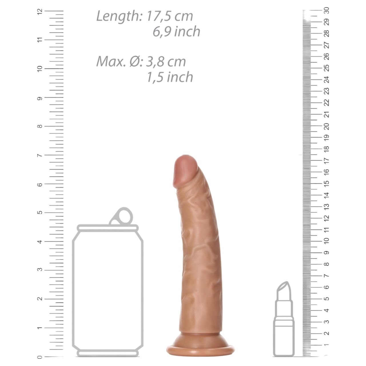 RealRock Slim - realisztikus dildó 15,5 cm (sötét testszínű) RealRock Slim - realisztikus dildó 15,5 cm (sötét testszínű)