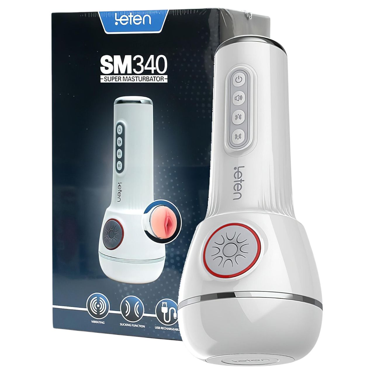 LETEN SM340 - akkus, vibráló, szívó, nyögő maszturbátor