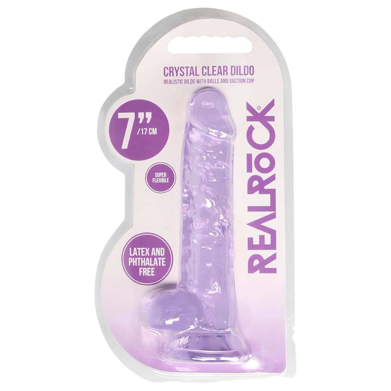 RealRock - átlátszó élethű dildó (lila, 17 cm)