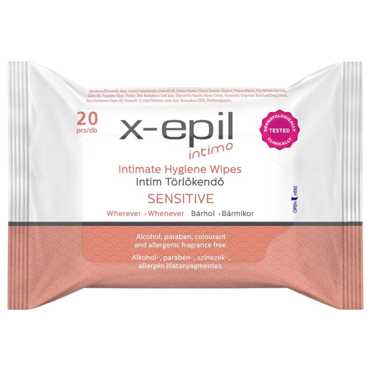 X-Epil Intimo Sensitive - intim törlő kendő (20 db)