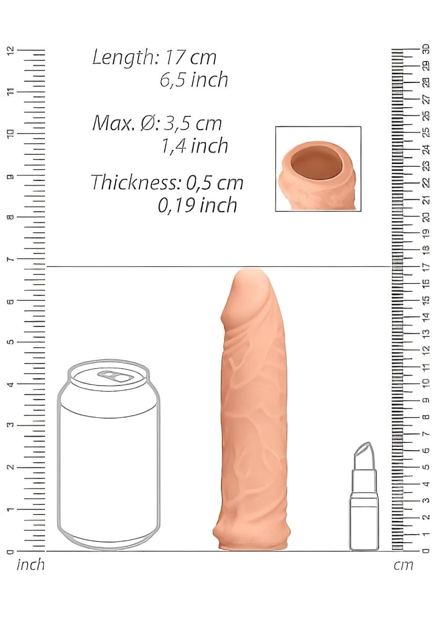 RealRock Penis Sleeve 6 - péniszköpeny (17 cm, testszínű)