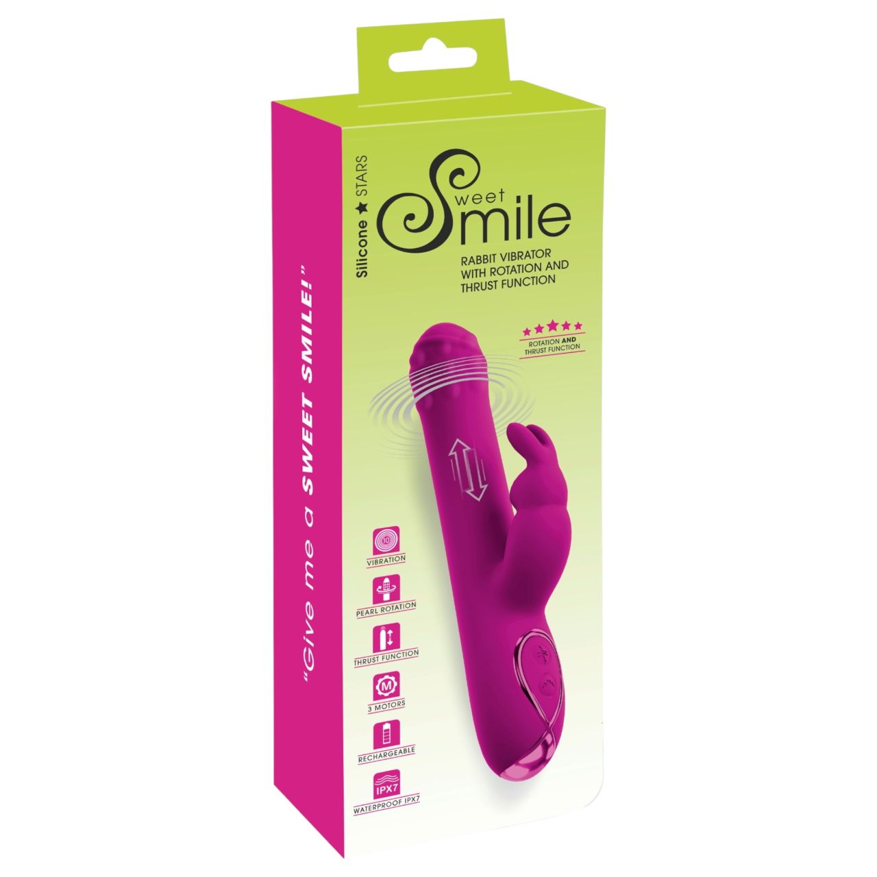 Sweet Smile - lökő-forgó vibrátor csiklókarral (rózsaszín) Sweet Smile - lökő-forgó vibrátor csiklókarral (rózsaszín)
