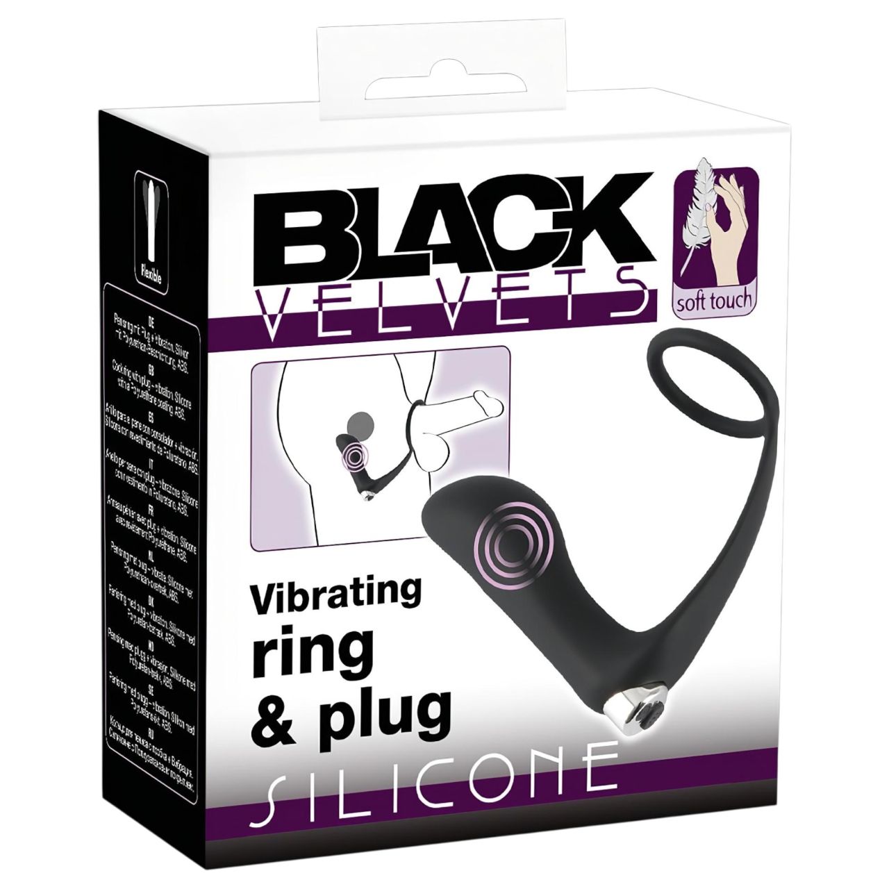 Black Velvets - anál vibrátor péniszgyűrűvel (fekete)