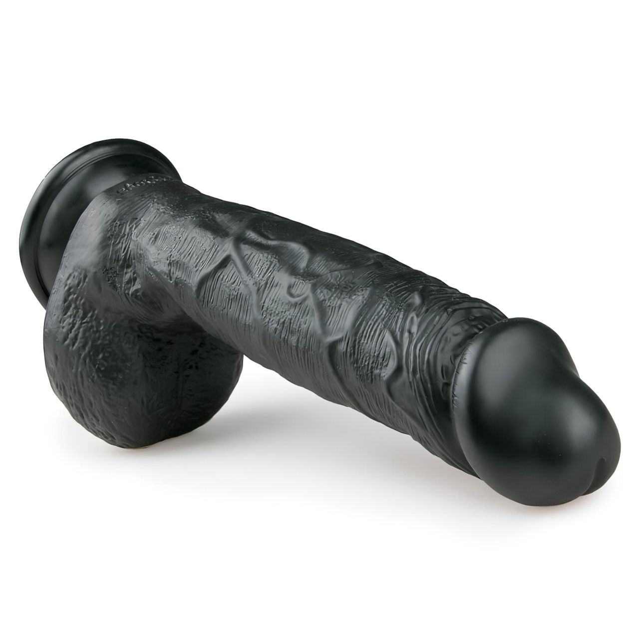 EasyToys - tapadókorongos, herés dildó (22,5 cm, fekete)