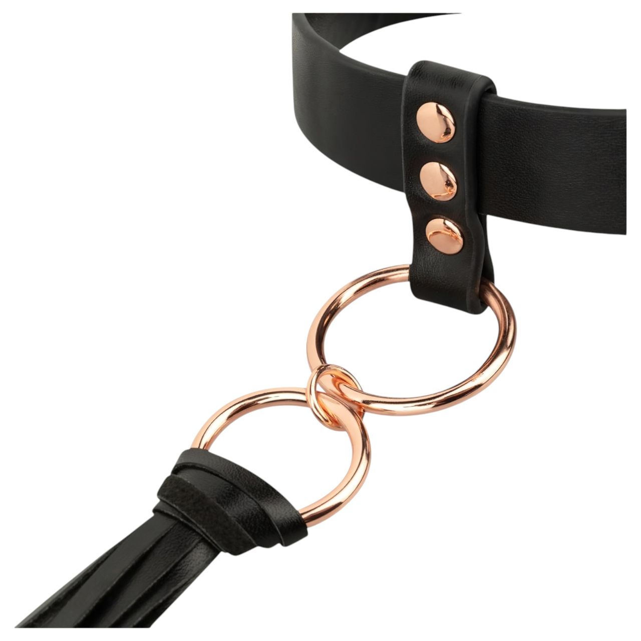 Rosy Gold - BDSM nyakörv és paskoló szett (fekete)