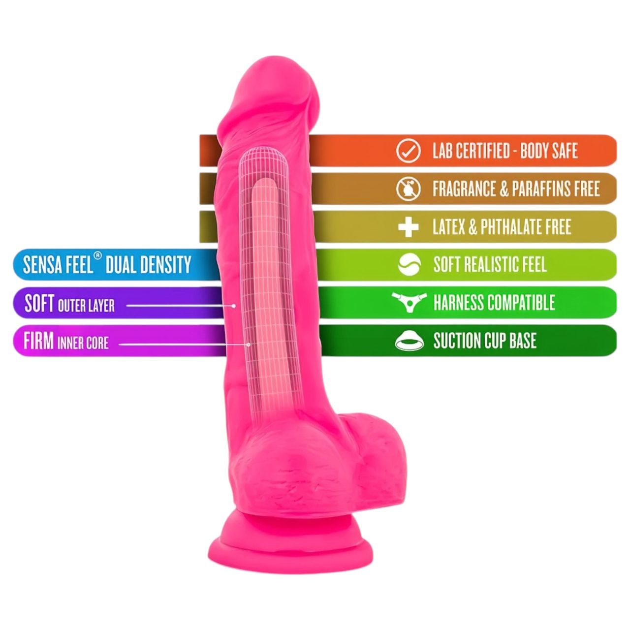 Blush Neo - tapadókorongos dildó - 19 cm (pink)