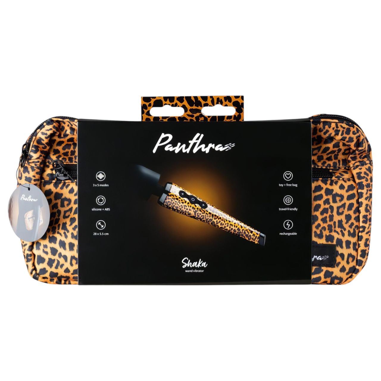 Panthra Shaka Wand - akkus, masszírozó vibrátor (leopárd-fekete) Panthra Shaka Wand - akkus, masszírozó vibrátor (leopárd-fekete)