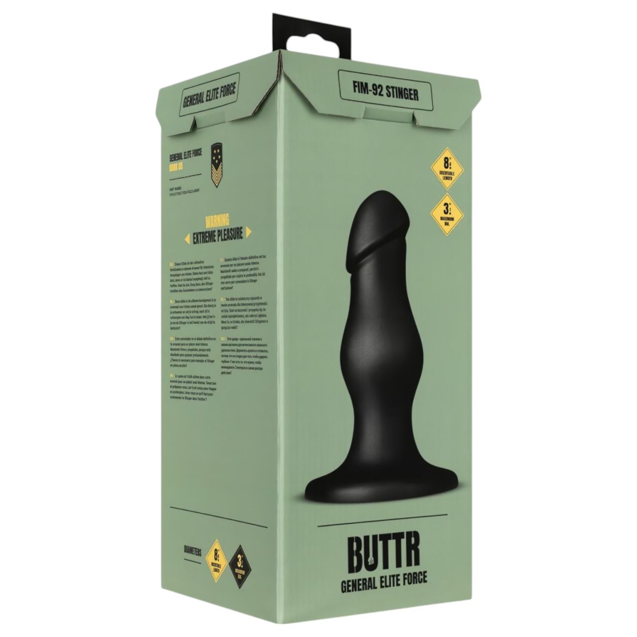 BUTTR FIM-92 - tapadókorongos anál dildó (fekete) BUTTR FIM-92 - tapadókorongos anál dildó (fekete)