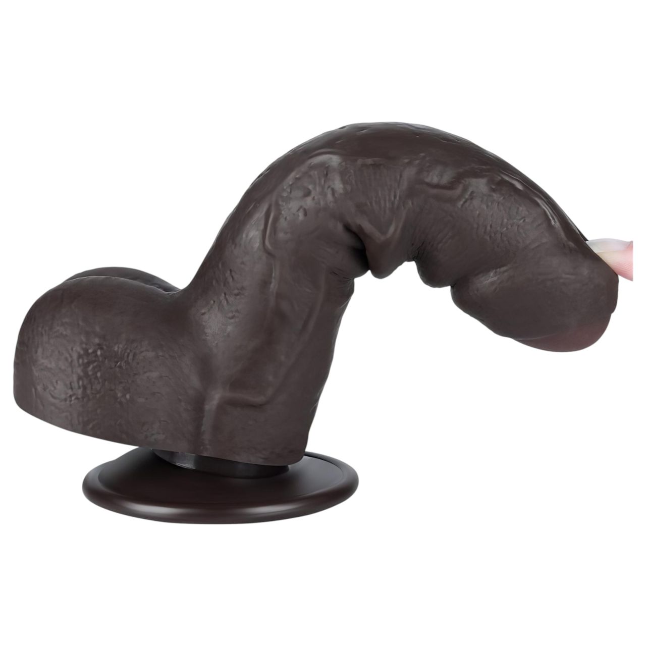 Lovetoy Sliding-Skin - herés kétrétegű dildó - 18,3 cm (barna)