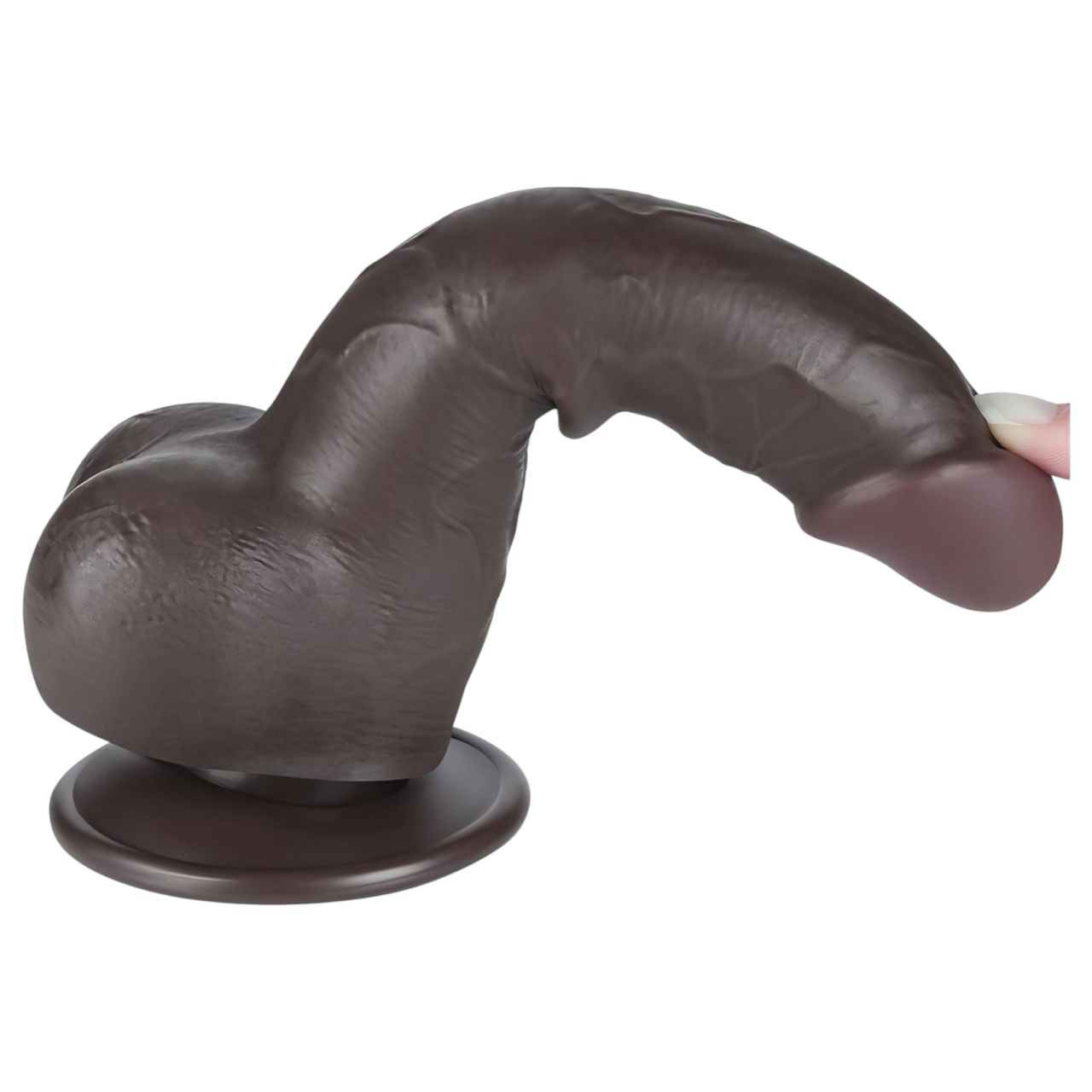 Lovetoy Sliding-Skin - herés kétrétegű dildó - 19,5 cm (barna)