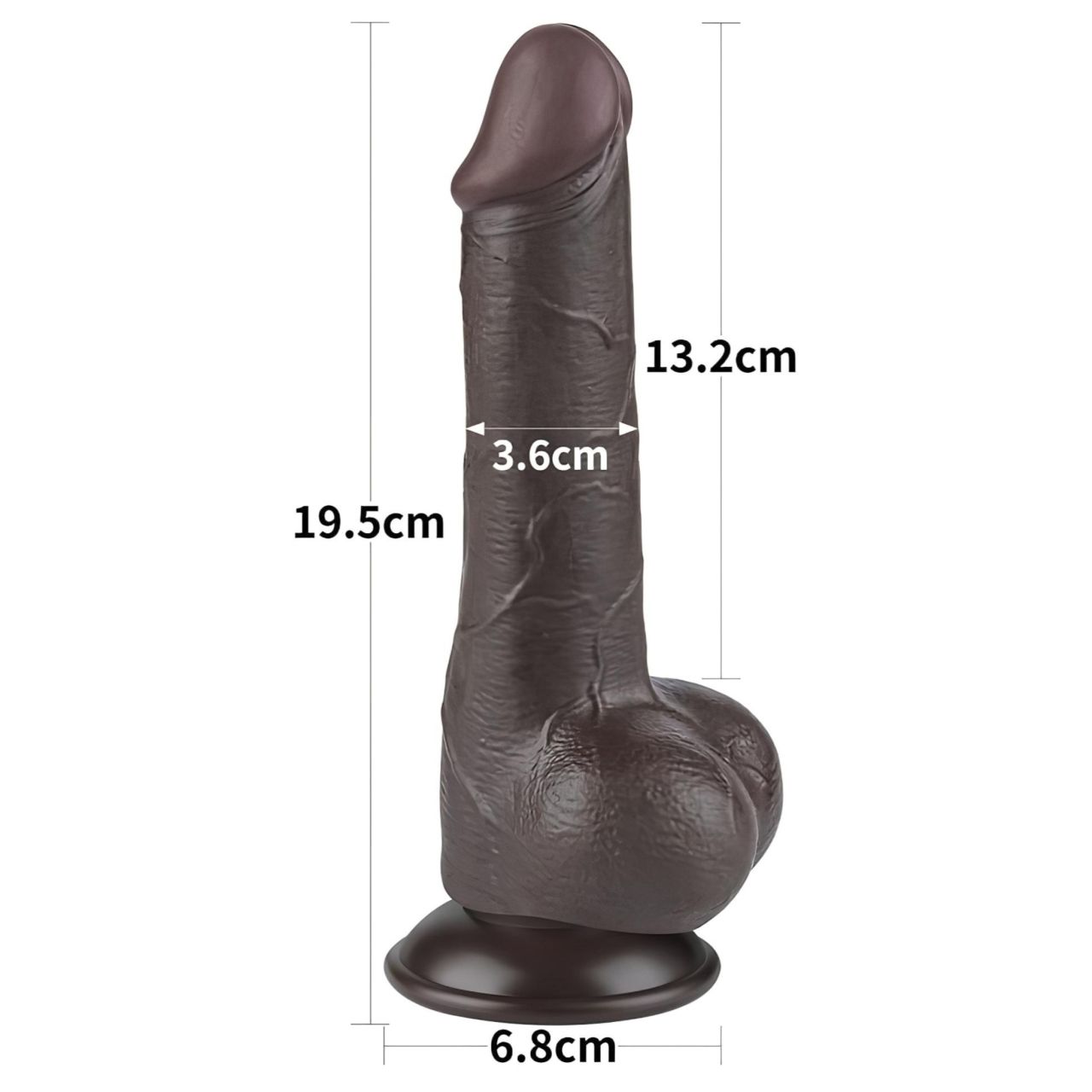 Lovetoy Sliding-Skin - herés kétrétegű dildó - 19,5 cm (barna)