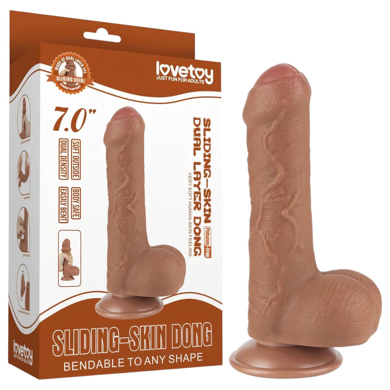Lovetoy Sliding-Skin - herés kétrétegű dildó - 18,3 cm (testszínű)