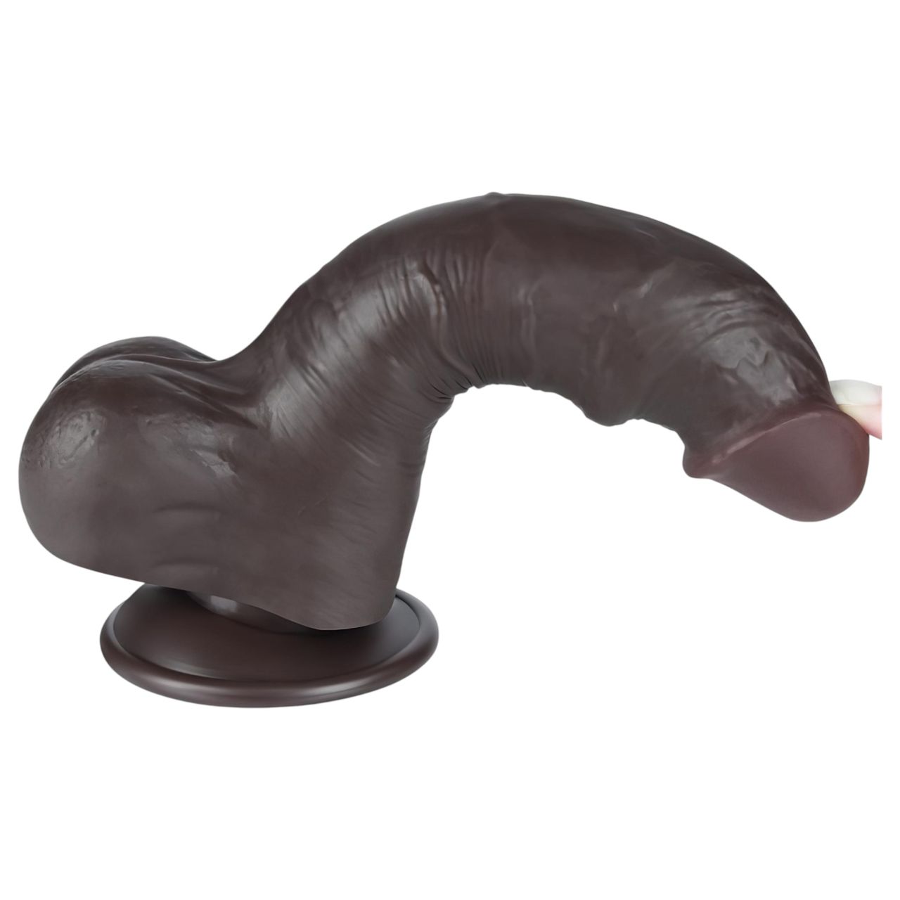 Lovetoy Sliding-Skin - herés kétrétegű dildó - 20 cm (barna)