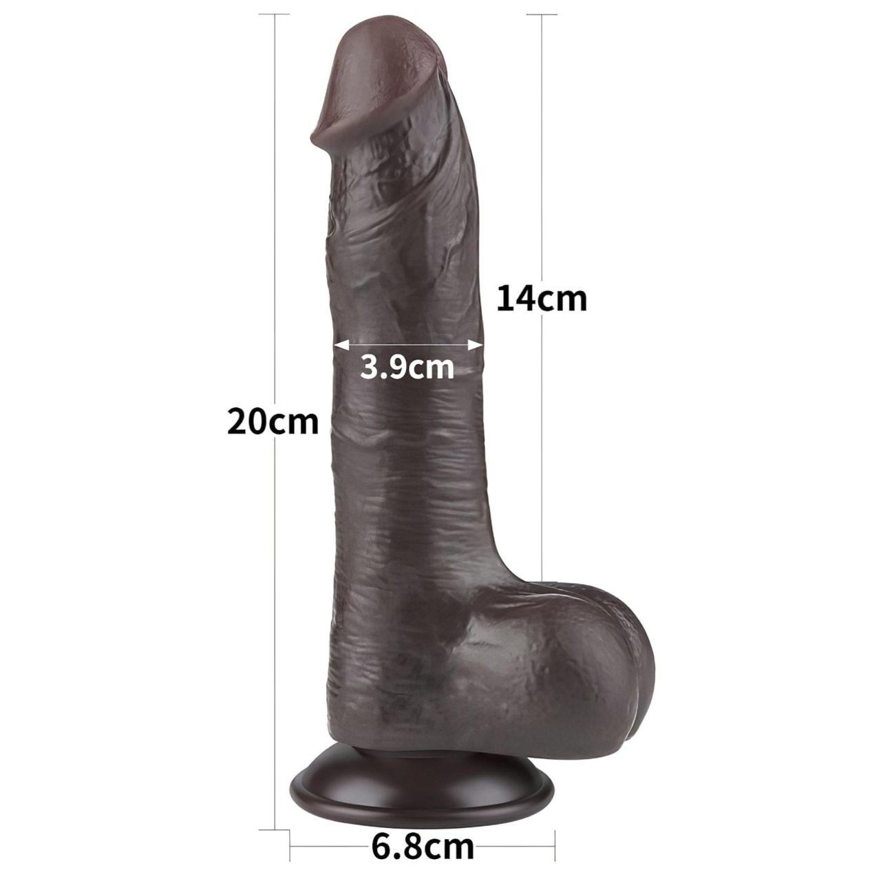 Lovetoy Sliding-Skin - herés kétrétegű dildó - 20 cm (barna)