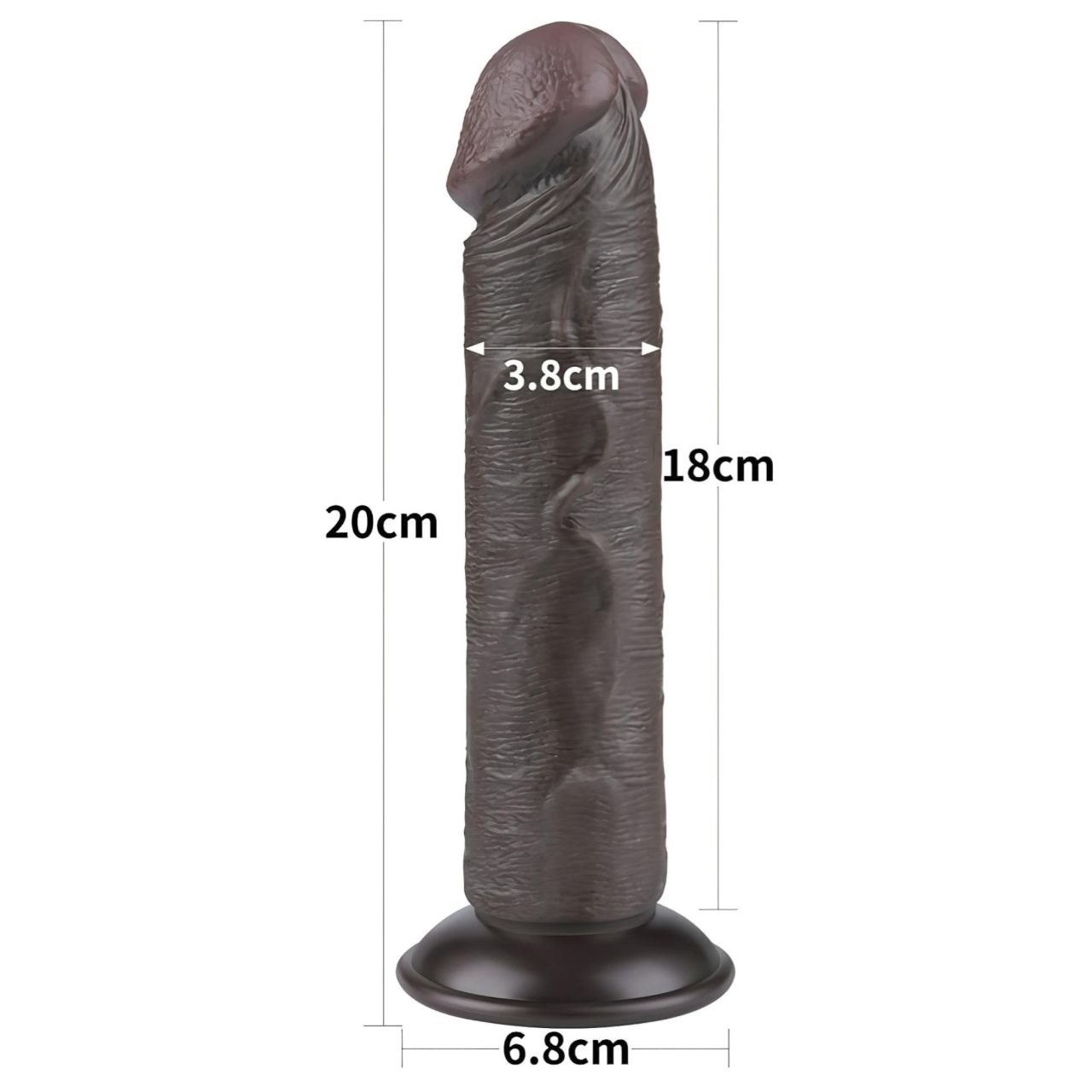 Lovetoy Sliding-Skin - tapadókorongos kétrétegű dildó - 20 cm (barna)