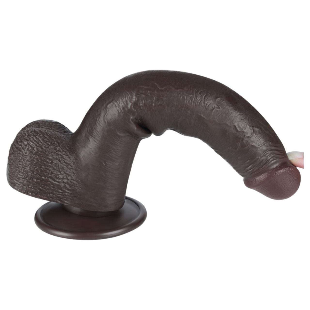 Sliding-Skin - tapadókorongos kétrétegű dildó - 20,8 cm (barna)