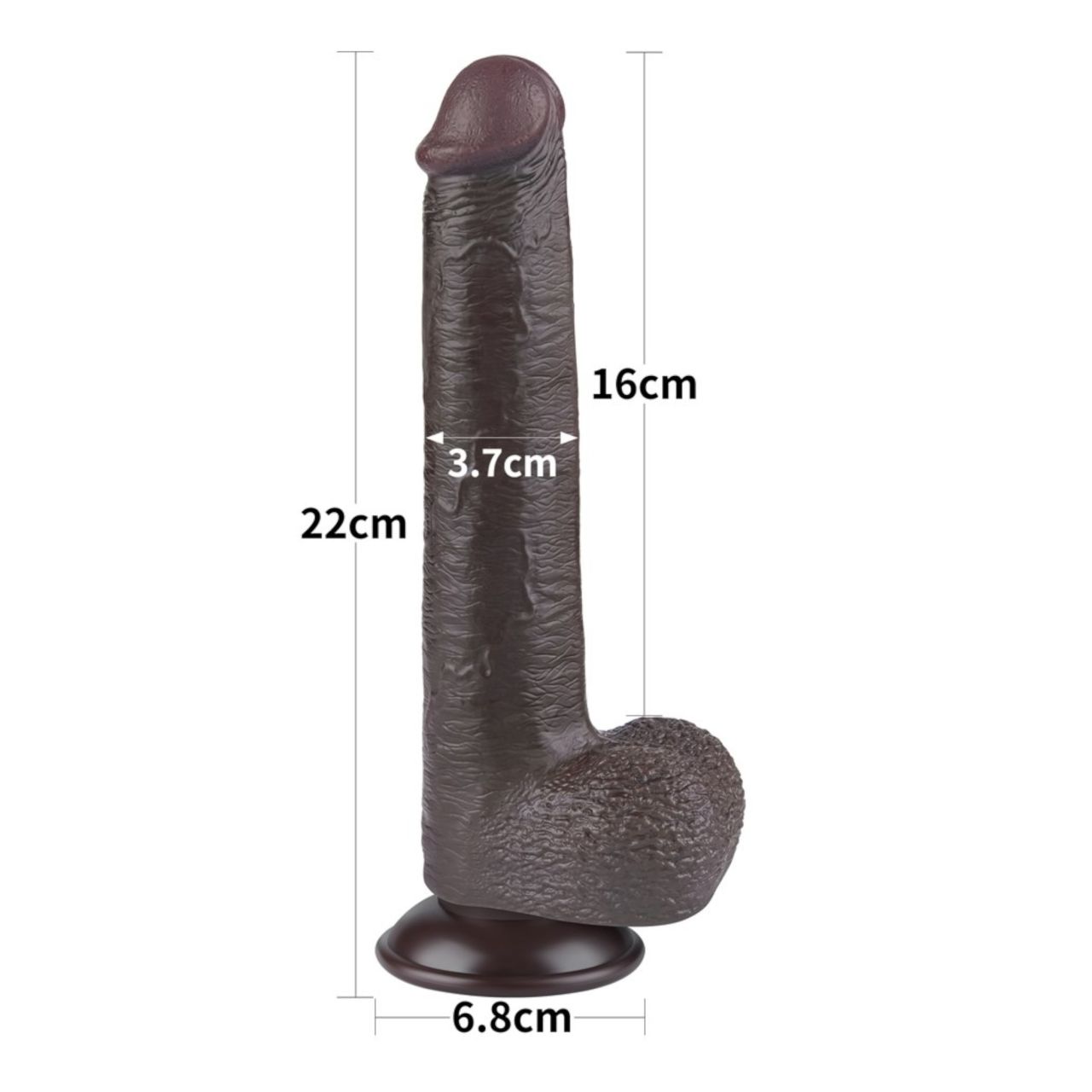 Sliding-Skin - tapadókorongos kétrétegű dildó - 20,8 cm (barna)