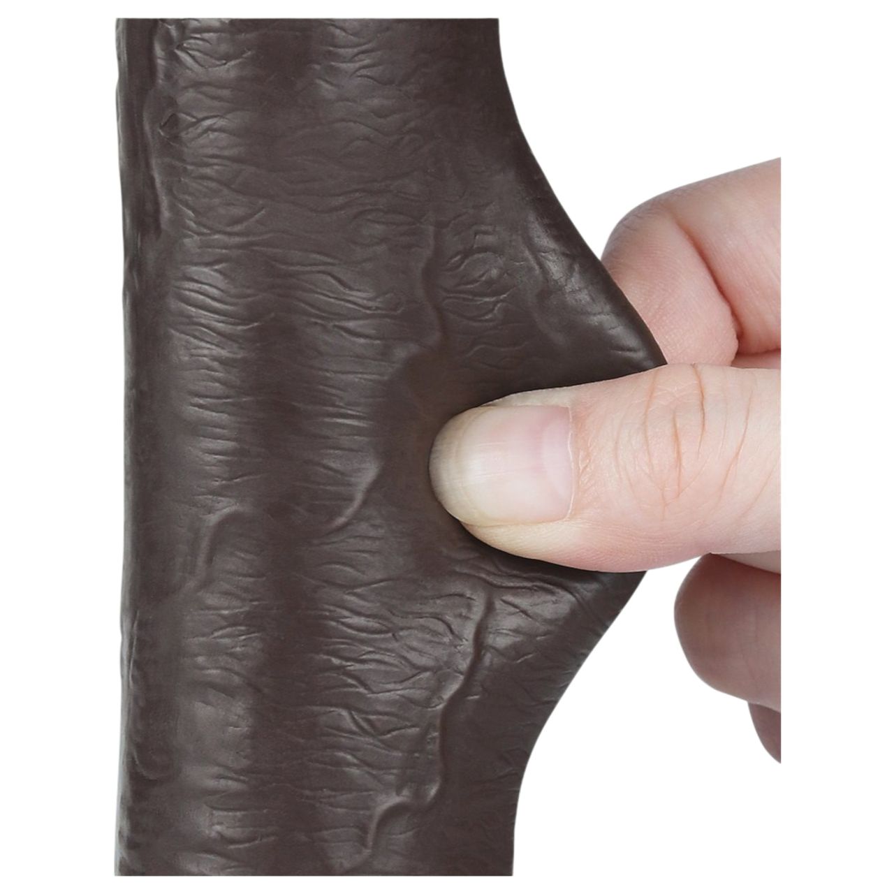 Sliding-Skin - tapadókorongos kétrétegű dildó - 20,8 cm (barna)