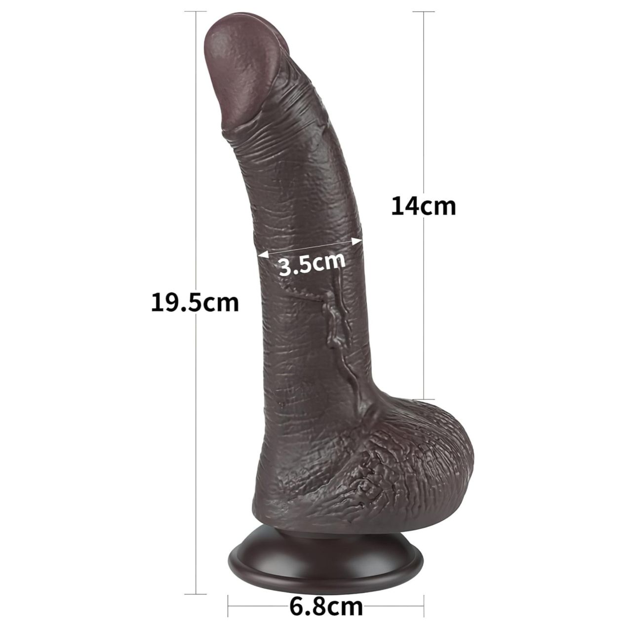Sliding-Skin - tapadókorongos kétrétegű dildó - 19,5 cm (barna)