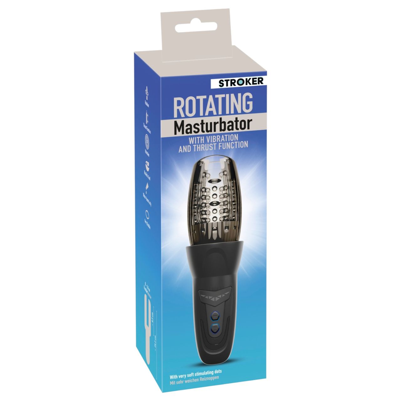 Stroker - forgó, lökő és vibráló maszturbátor férfiaknak (fekete)