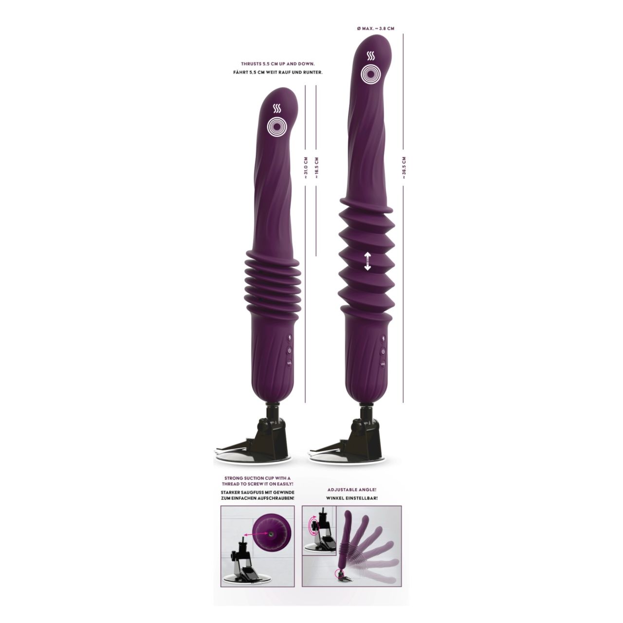 You2Toys - távirányítós melegítős lökő vibrátor (lila) You2Toys - távirányítós melegítős lökő vibrátor (lila)