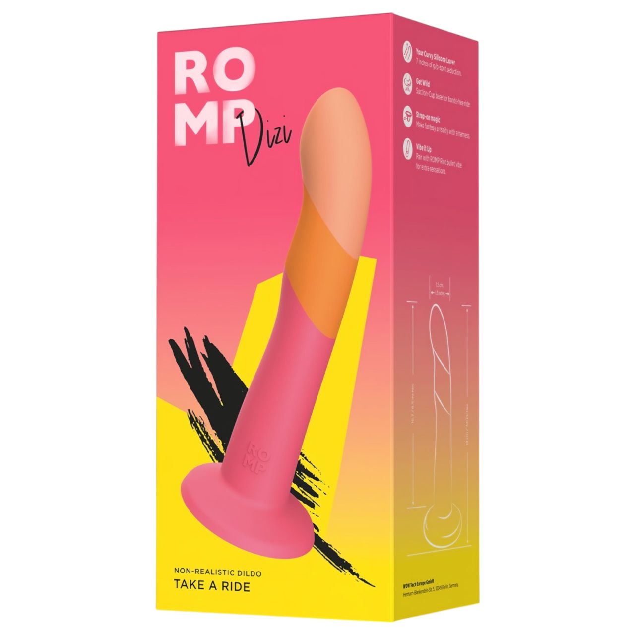 ROMP Dizi - rugalmas szilikon dildó (pink-narancs) ROMP Dizi - rugalmas szilikon dildó (pink-narancs)