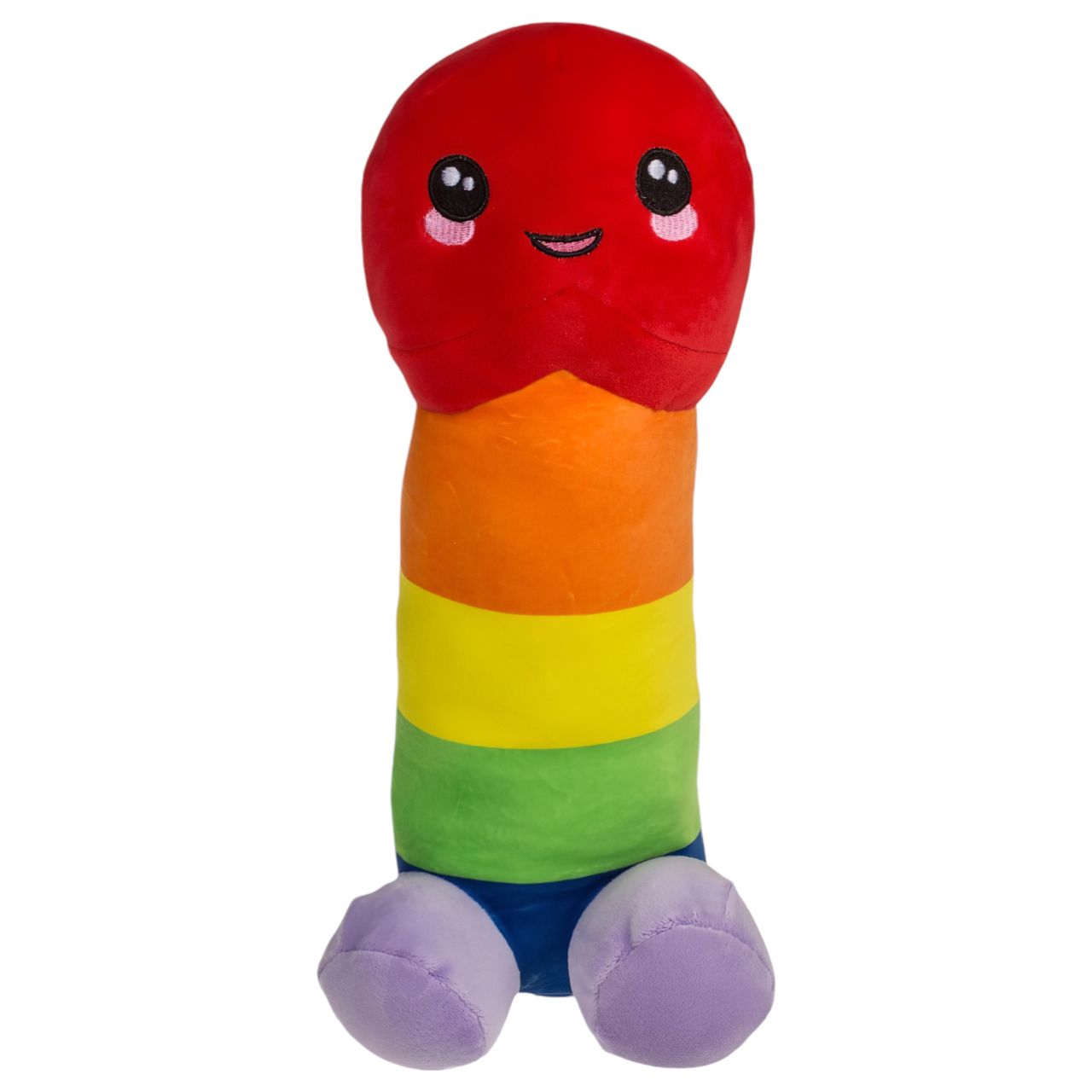 Plüss pénisz figura, tréfás ajándék (szivárvány, 30 cm)