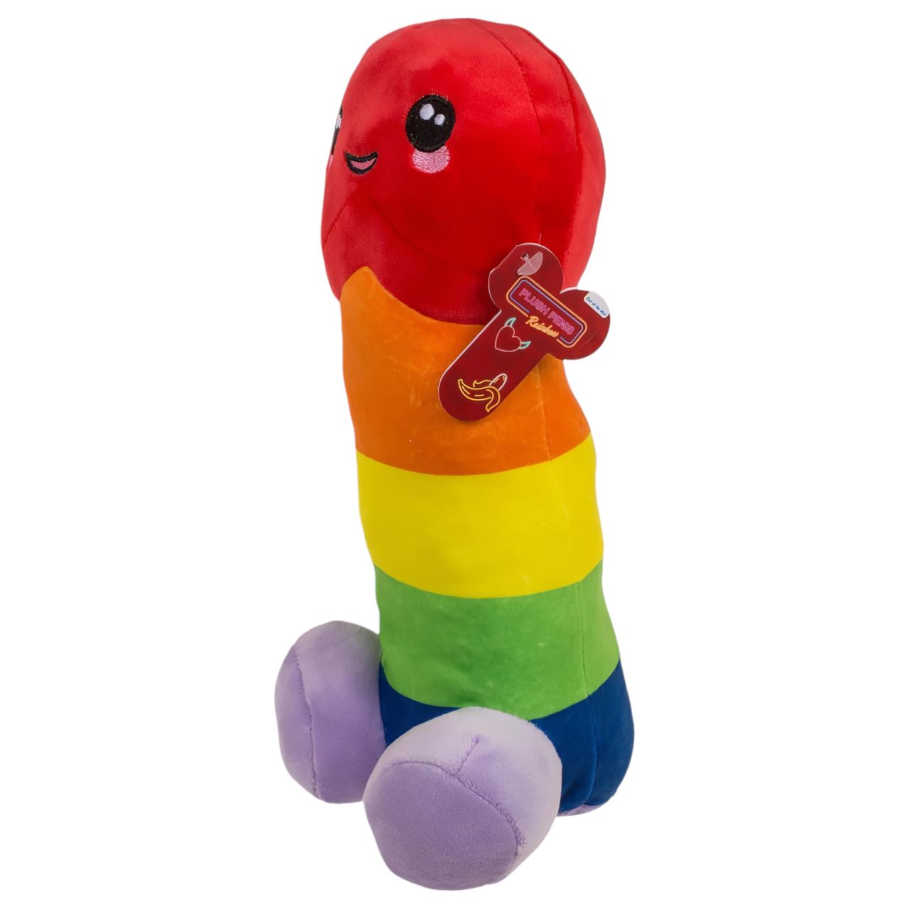 Plüss pénisz figura, tréfás ajándék (szivárvány, 30 cm)