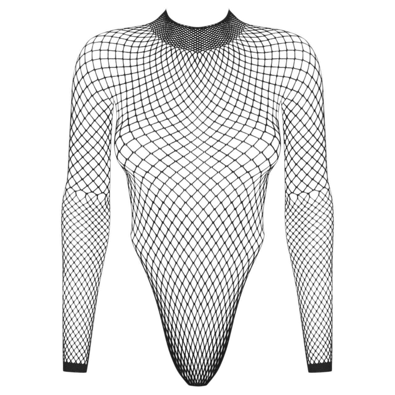 Obsessive - hosszú ujjú fekete necc body (S-L)
