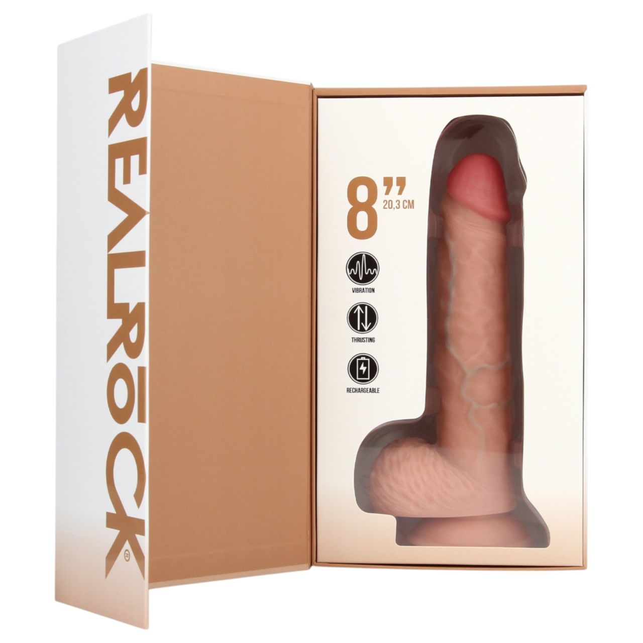 RealRock - tapadókorongos lökő vibrátor (natúr, 20,5 cm)