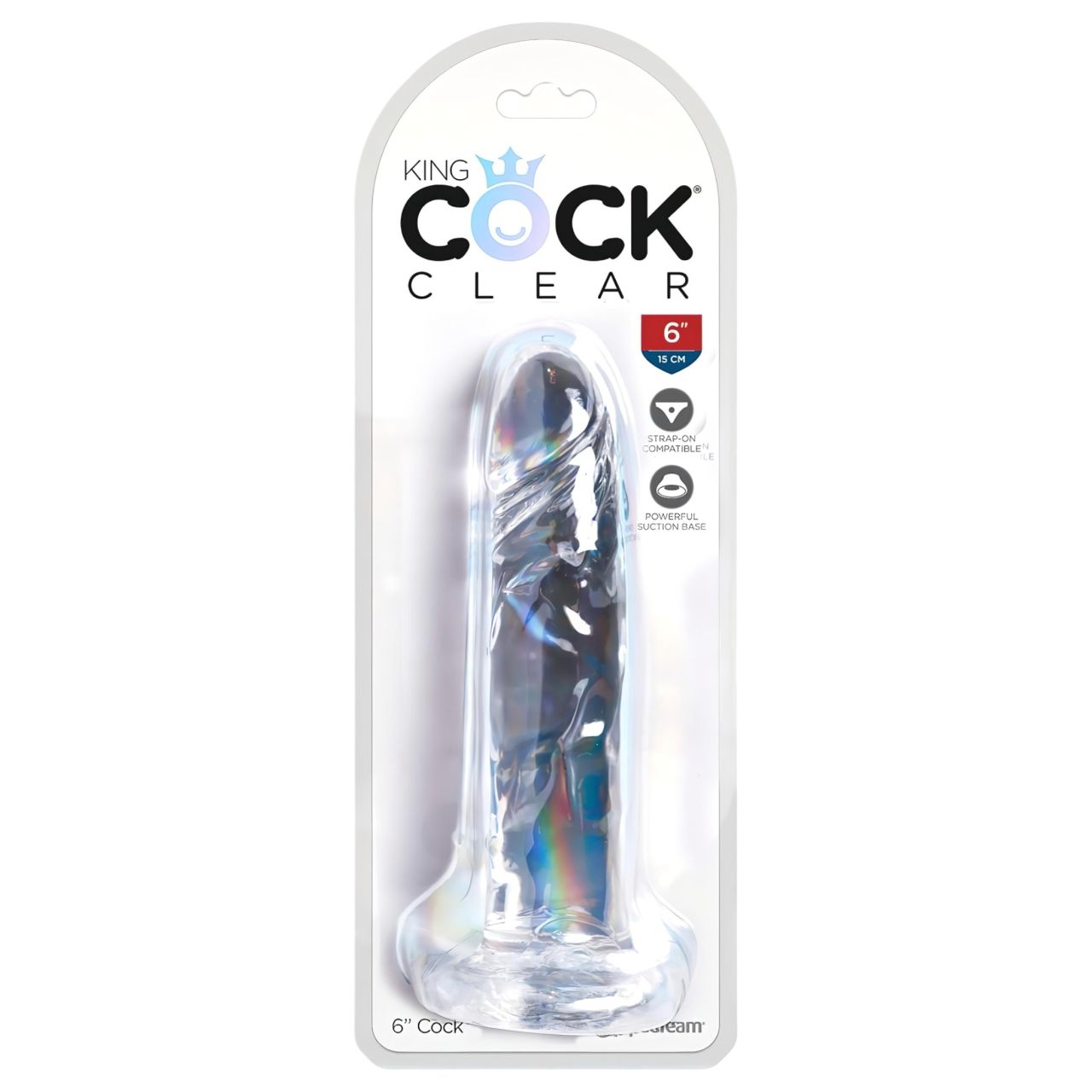King Cock Clear 6 - tapadókorongos dildó (17,8 cm)