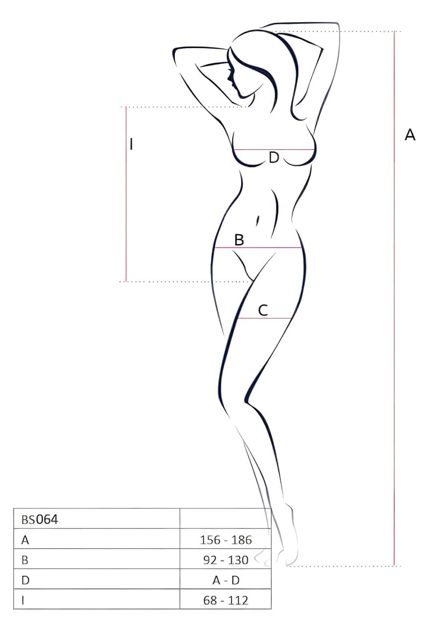 Passion BS064 - nyitott fehér necc body (S-L)