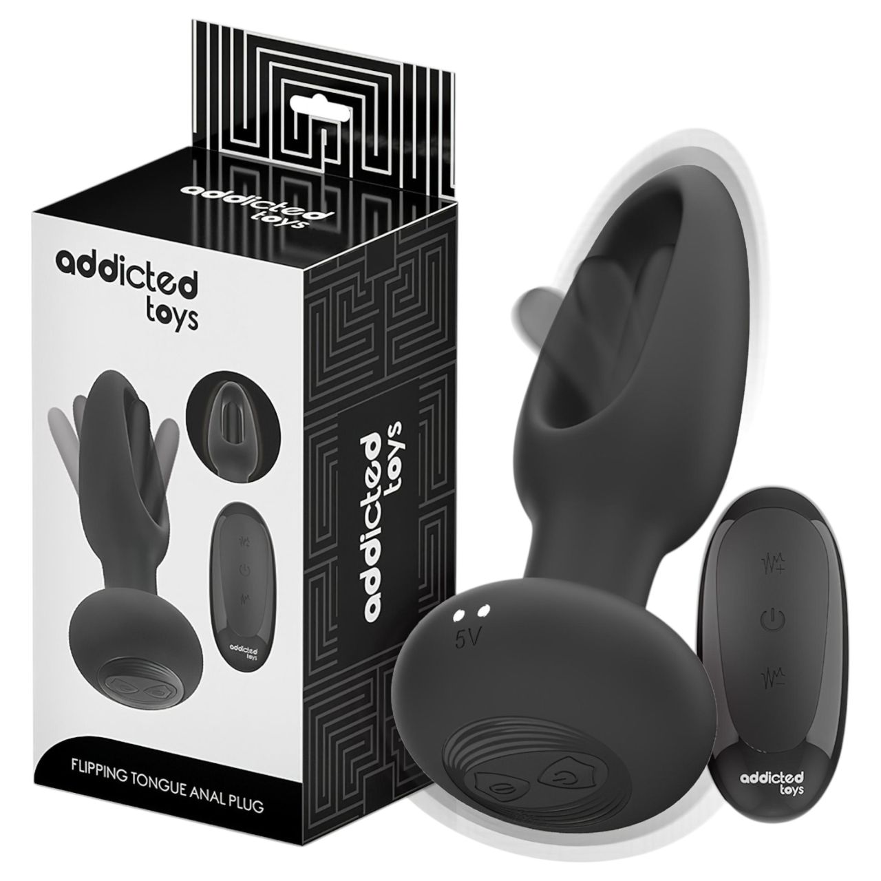 Addicted Toys - mozgó nyelves análvibrátor (fekete)