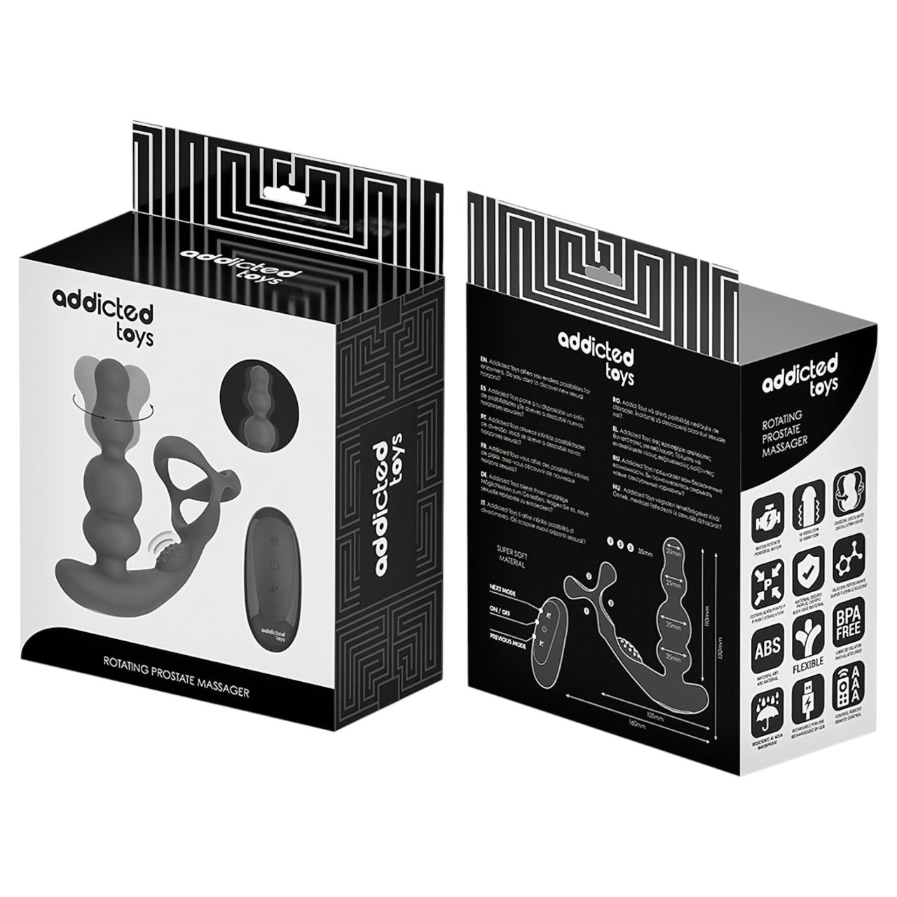 Addicted Toys - forgó fejes análvibrátor péniszgyűrűvel (fekete) Addicted Toys - forgó fejes análvibrátor péniszgyűrűvel (fekete)