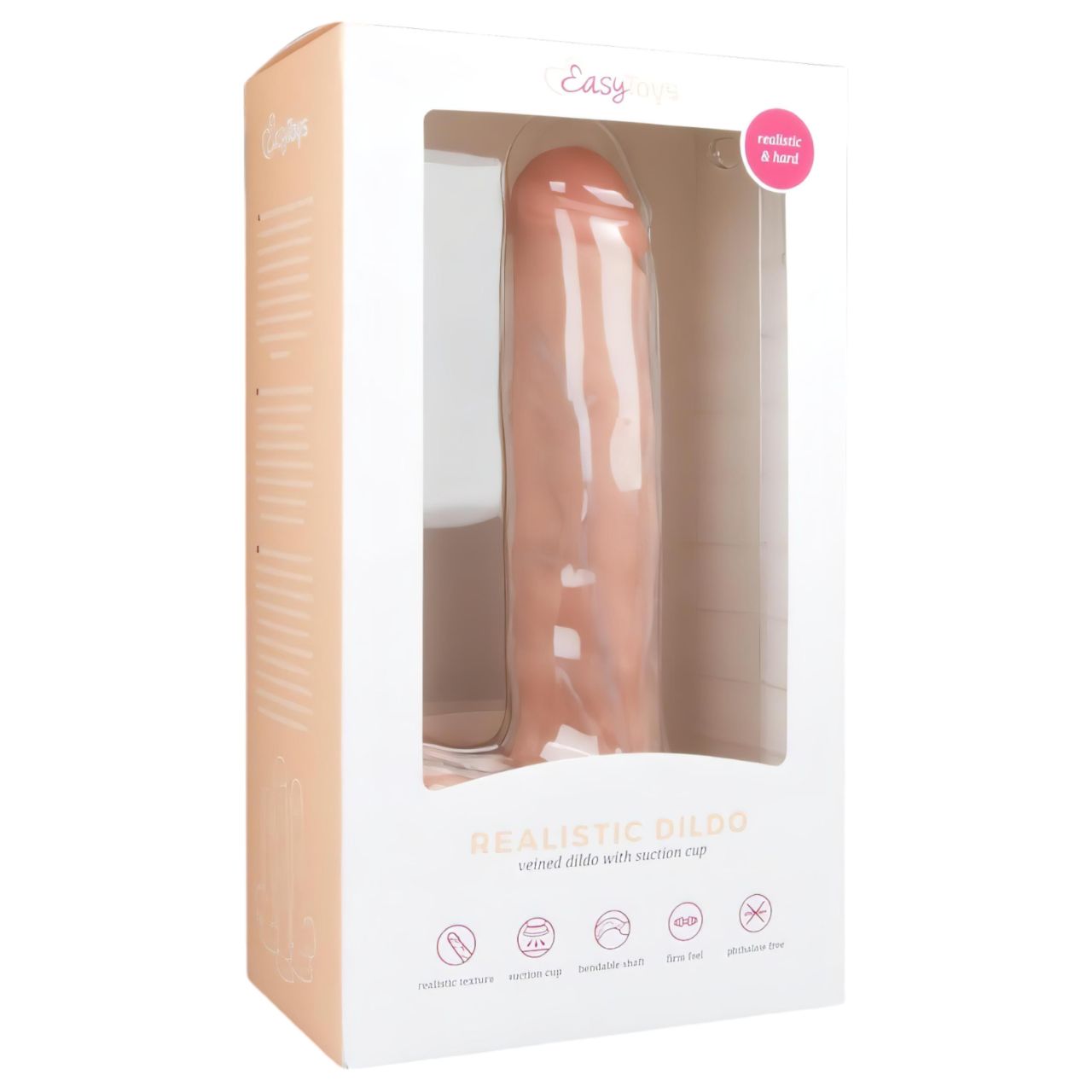 EasyToys - tapadókorongos, herés nagy dildó (29,5 cm, testszínű)