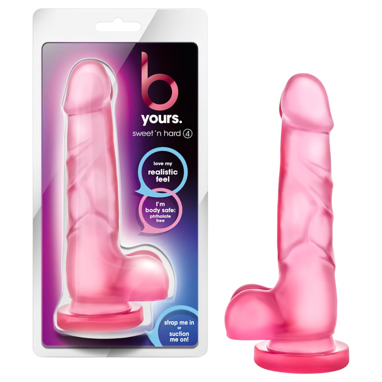 B Yours Sweet N Hard 4 - herés dildó - 18 cm (pink)