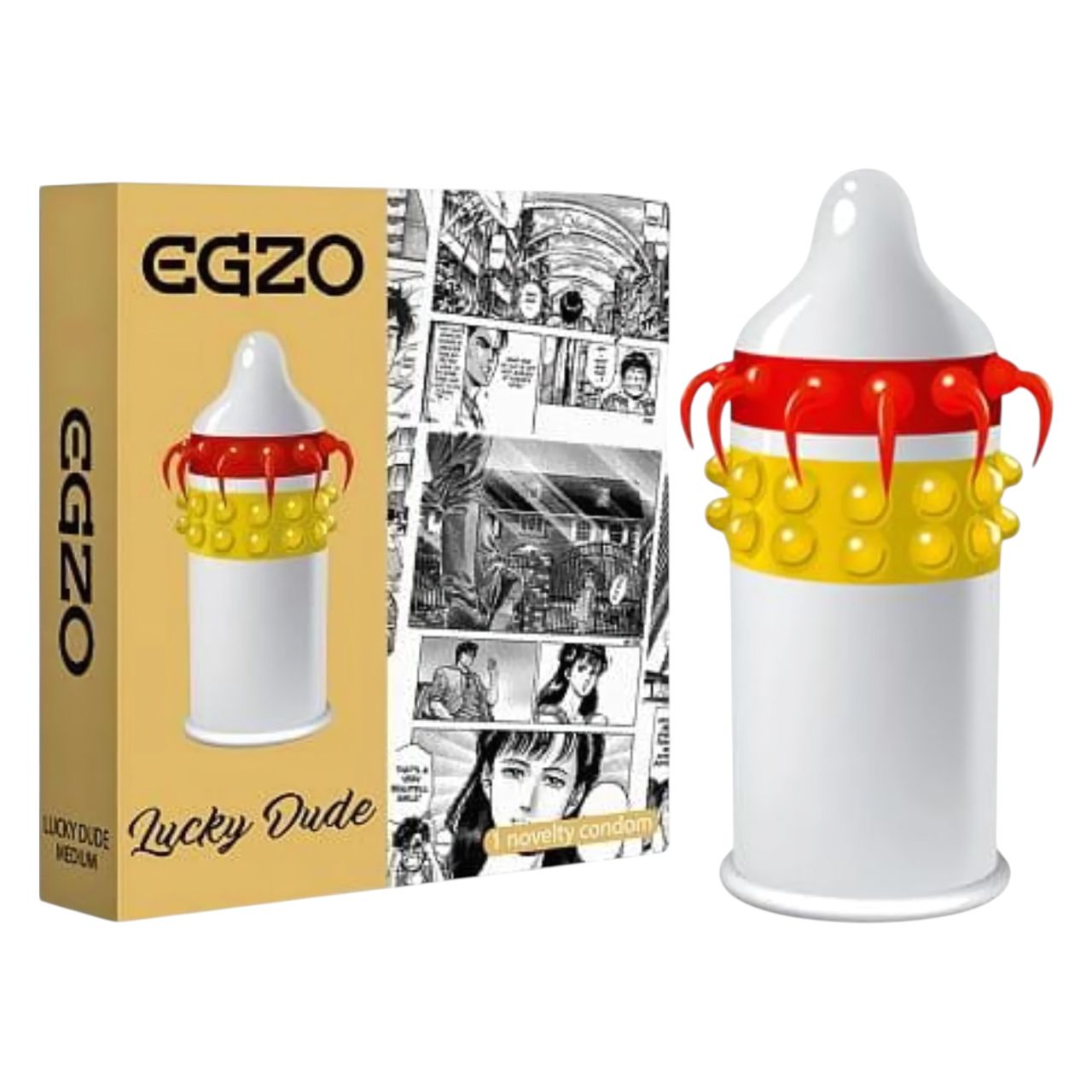 Egzo Lucky Dude - pontozott, csápos óvszer (1 db)