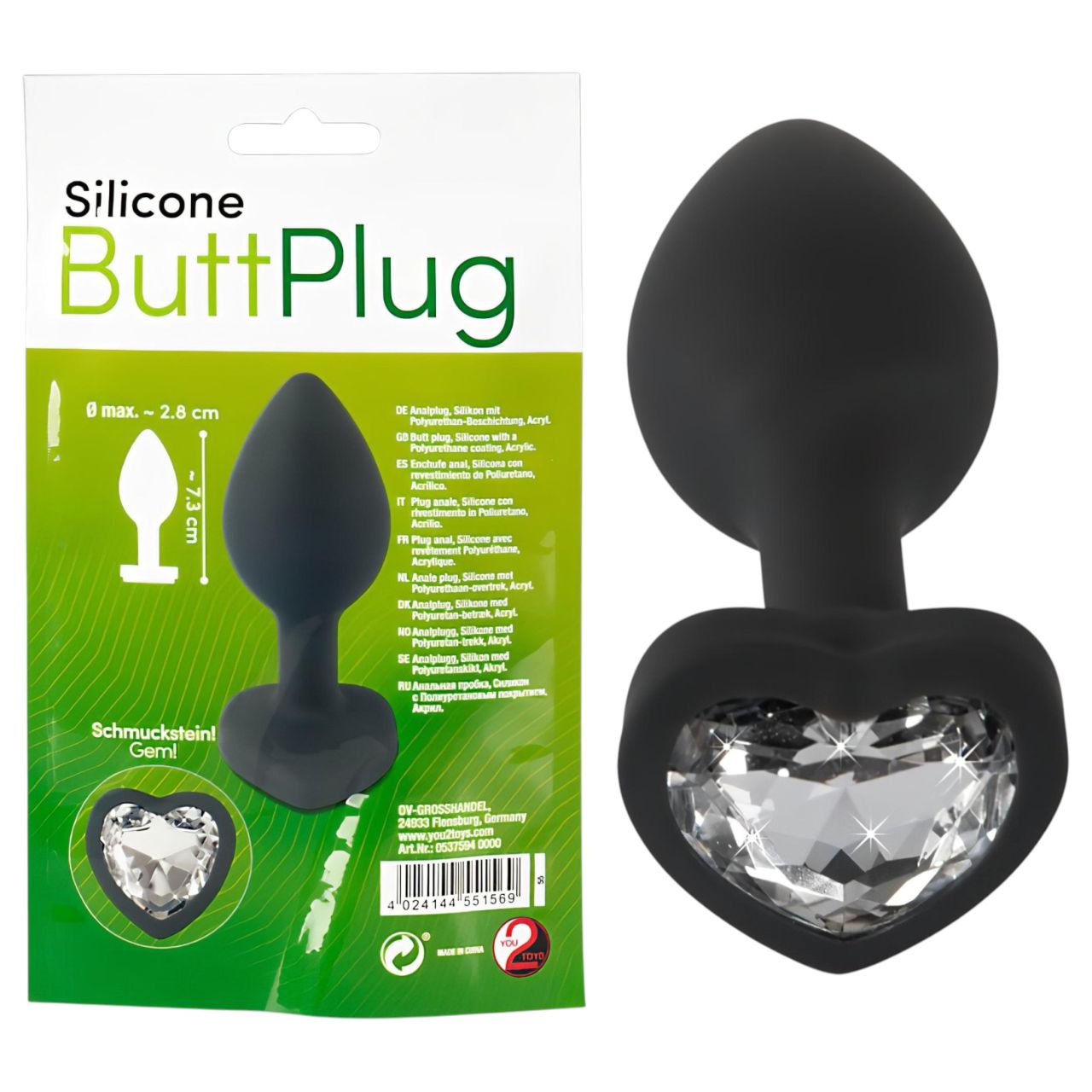 You2Toys Anal Plug - fehér köves anál plug (fekete)