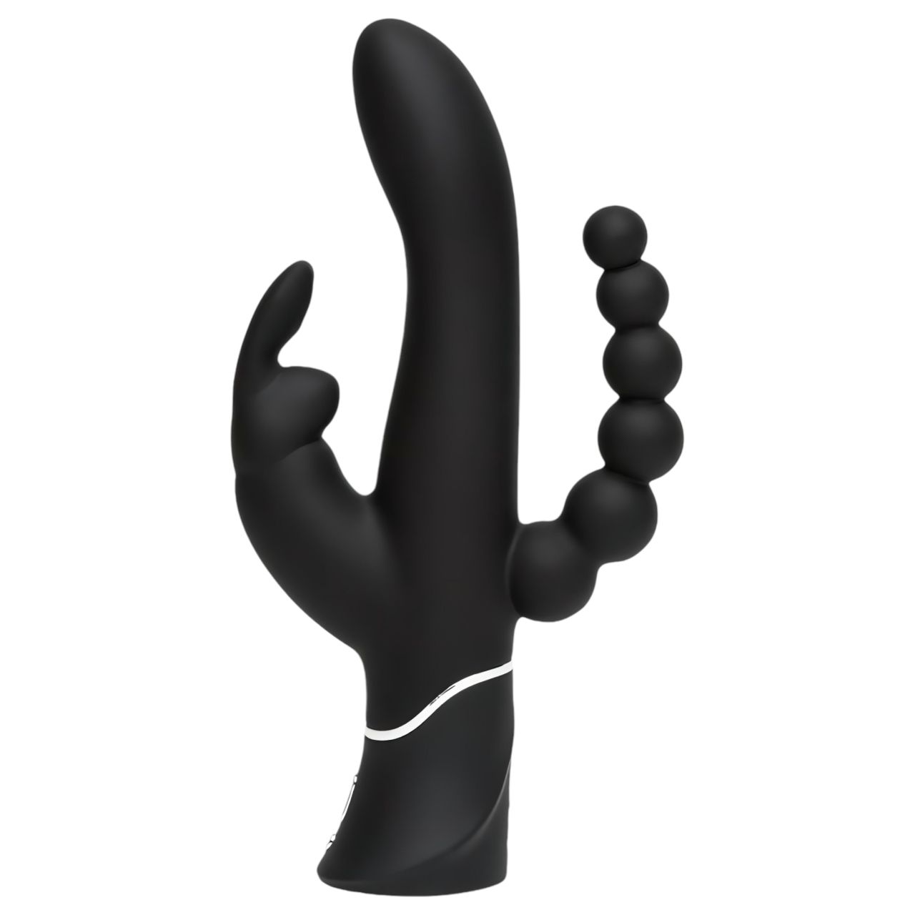 Happyrabbit Triple - akkus csikló- és análkaros vibrátor (fekete)